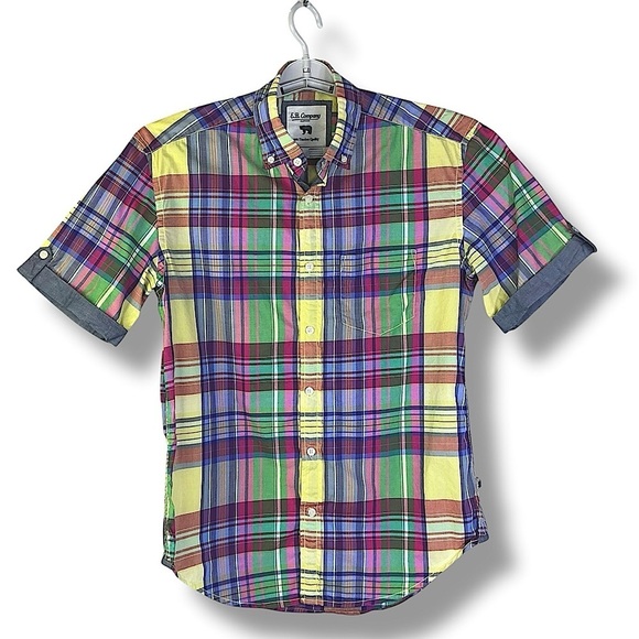 E. B. Company Other - E B Company Vintage Button Down Collar Shirt Madras Plaid Blue Green Men Medium